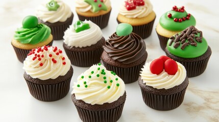 Festive Holiday Cupcakes with Colorful Toppings