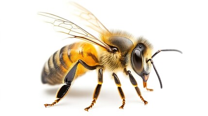 Watercolor Bee Illustration on White Background