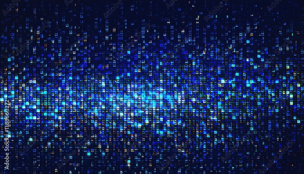 Aufkleber glowing blue digital matrix background with binary code and abstract data flow, perfect for tech visuals and futuristic concepts