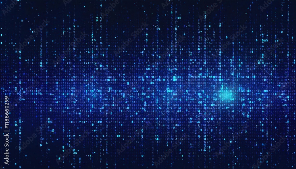 Aufkleber glowing blue digital matrix background with binary code and abstract data flow, perfect for tech visuals and futuristic concepts