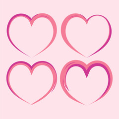 Heart shapes frame or border with a hand-drawn, thick and expressive brushstroke style. For graphic design applications,  frame text or images, for web design, serving as decorative elements.