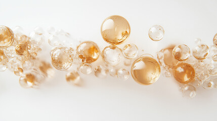 gold oil bubbles, cosmetic, serum, moisture, close up of a gold oil drops