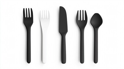 Monochrome BBQ Spoon, Fork, and Knife Illustration for Kitchenware and Utensil Designs