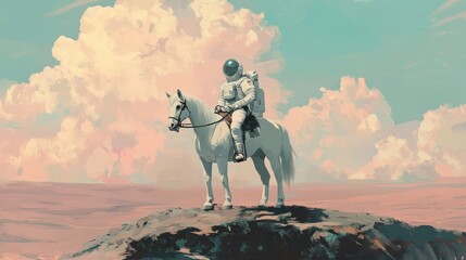 Spaceman riding a horse in outer space neon style © Jahangir