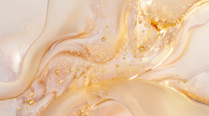 abstract liquid background, liquid texture, golden serum liquid, shimmering liquid