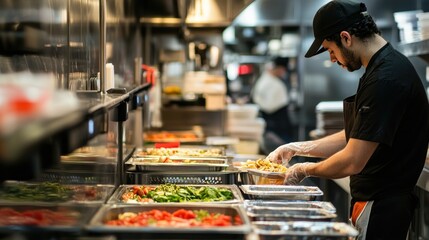 Restaurant Chef Preparing Food in Commercial Kitchen