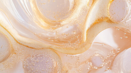 abstract liquid background, liquid texture, golden serum liquid, shimmering liquid