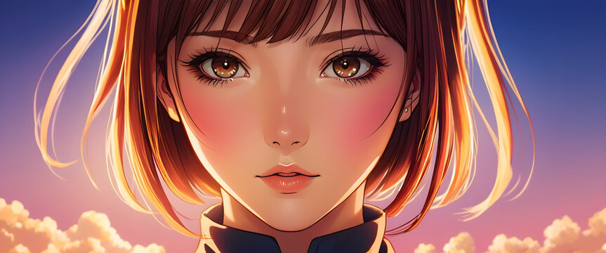 joven atractiva de corto cabello sonrojada anime y manga