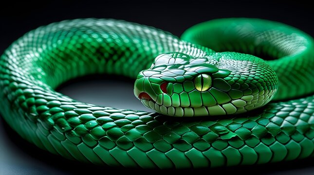 A dangerously elegant green Emerald Viper 