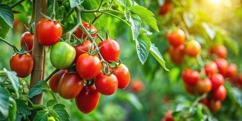 Obraz premium A lush tomato plant with multiple stems and vines, nature, stems