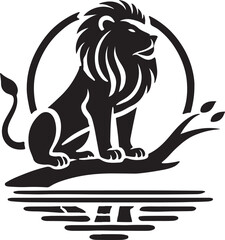A lion  silhouette, icon,  white background