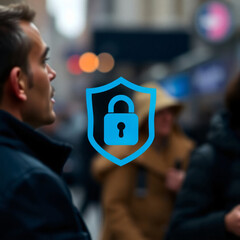 Fototapeta premium Cyber Security Shield Lock Protection