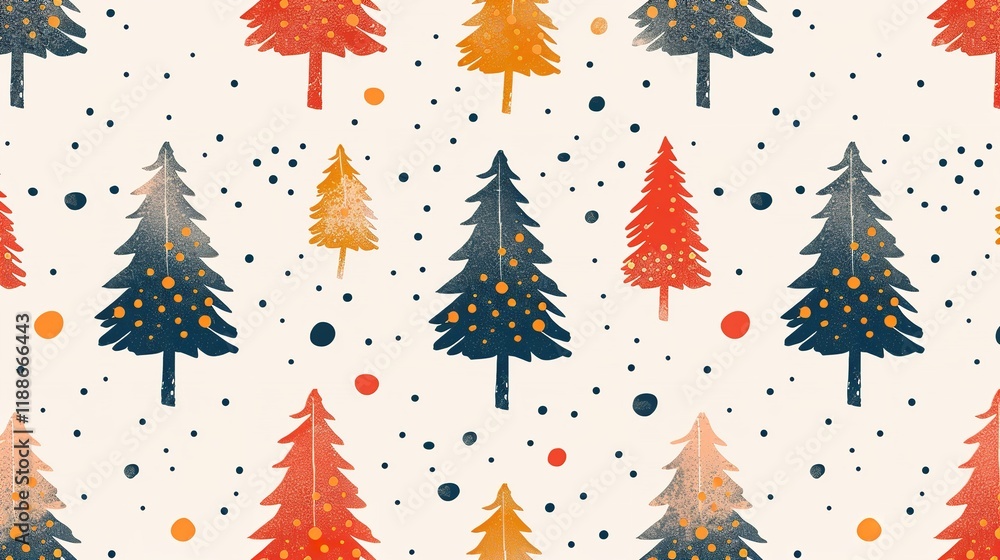 Poster adorable little fir tree with flawless design of dots on a pale background created by hand at an ext