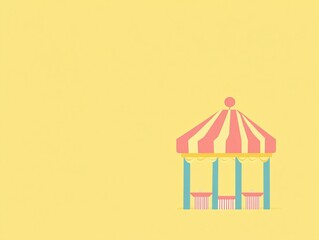 Pastel Pink Striped Gazebo with Tables Illustration
