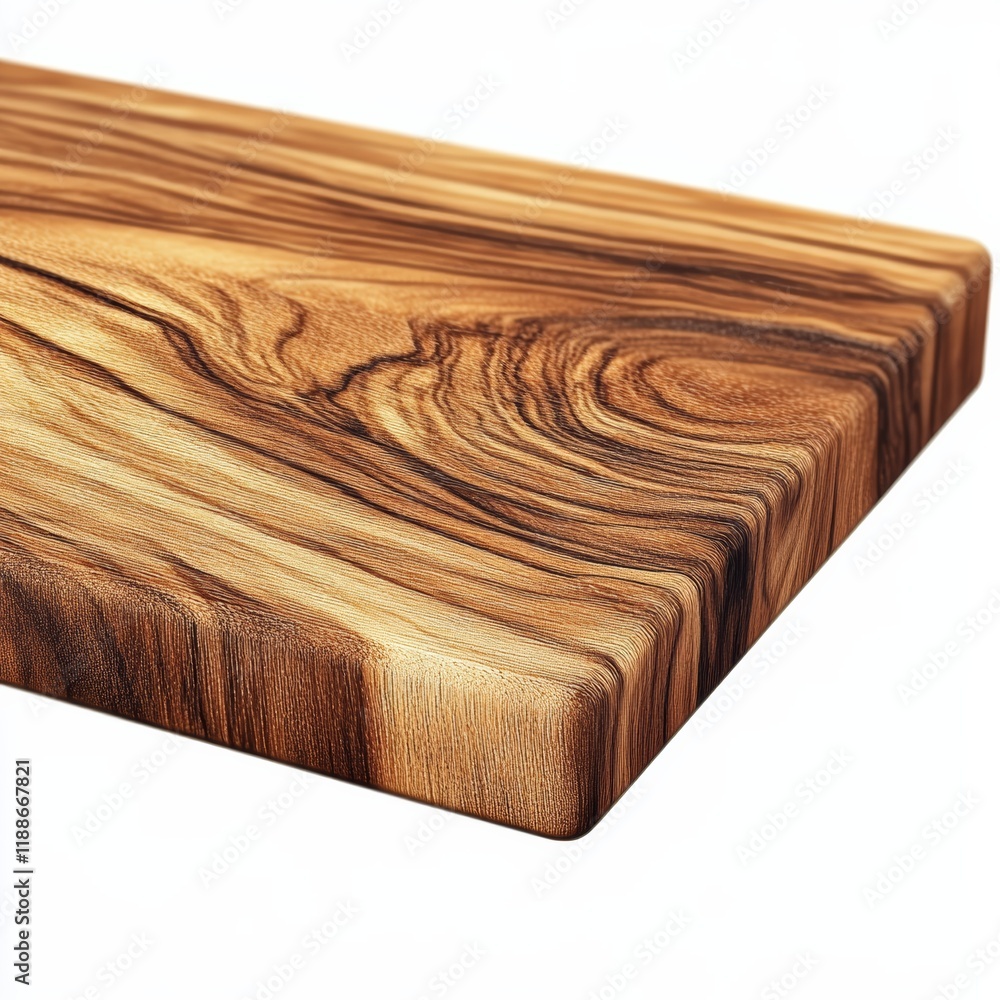 Poster 3d digital image of a wooden table top with rich grain patterns and smooth texture, isolated with wh