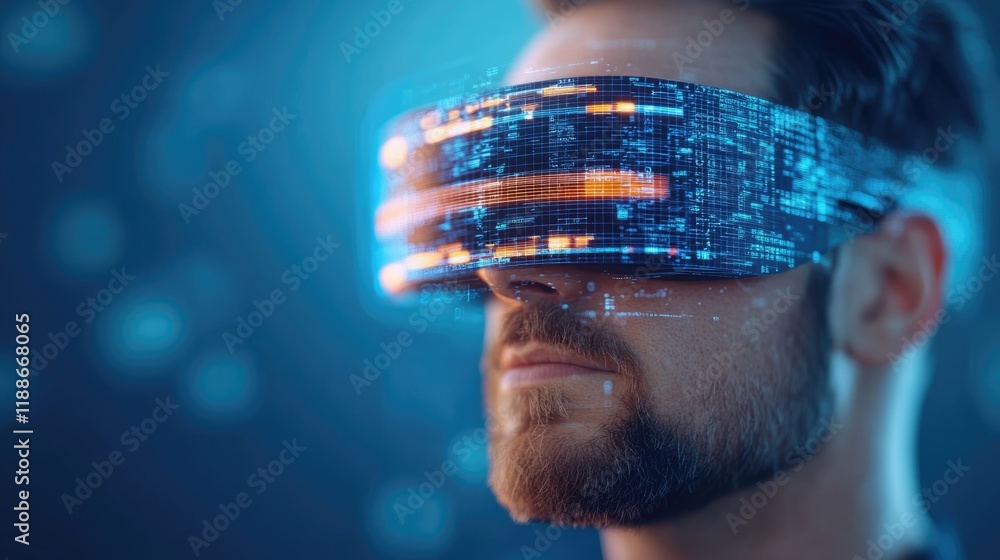 Aufkleber futuristic vr technology experience digital world mixed reality event high-tech environment close-up