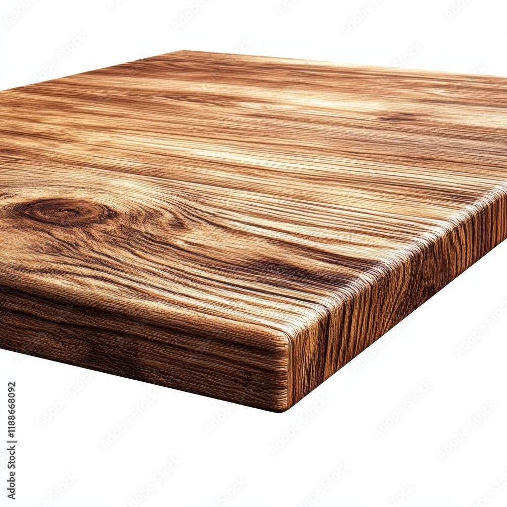 Poster 3d digital image of a wooden table top with rich grain patterns and smooth texture, isolated with wh