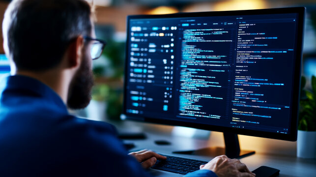 Coding and software development workshop tech hub tutorial indoor office close-up view programming skills enhancement