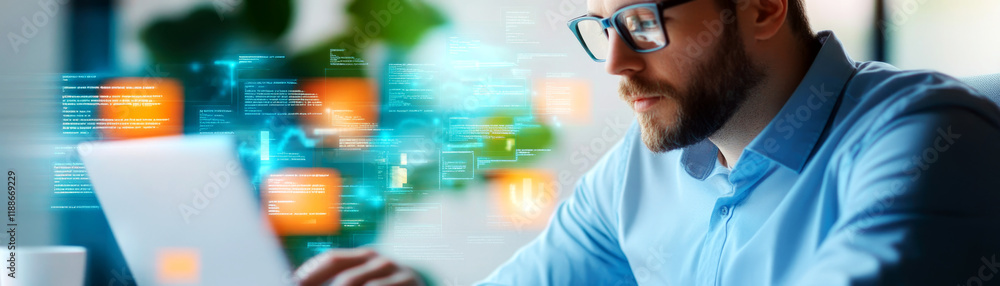 Aufkleber innovative data analysis techniques office space digital content creation modern workspace close-up 