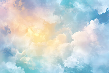 Beautiful cloudy sky with sunlight shining through, offering a peaceful backdrop for creative designs