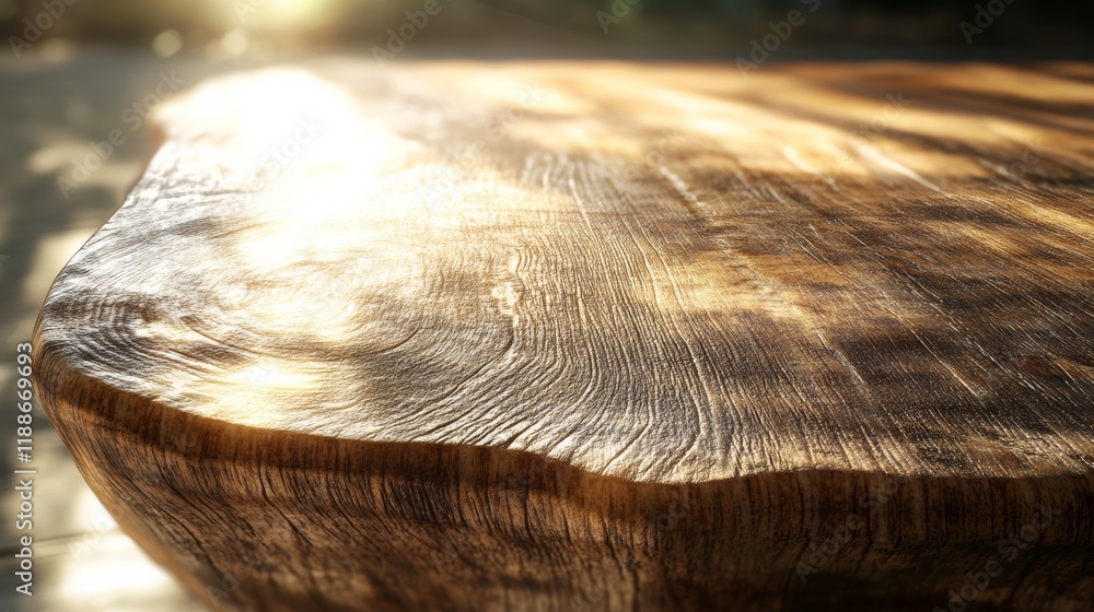 Poster 3d image of a wooden tabletop with natural texture and subtle lighting, offering clean space for pro