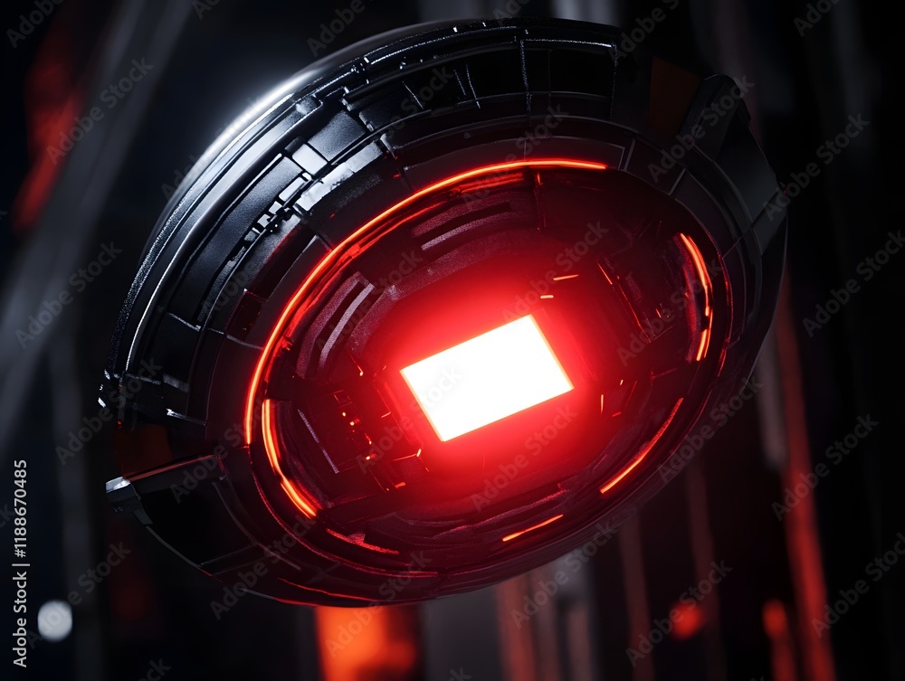 Aufkleber a close-up view of a futuristic device featuring sleek design and glowing red elements