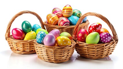 Colorful Easter Egg Baskets - Spring Holiday Stock Photo