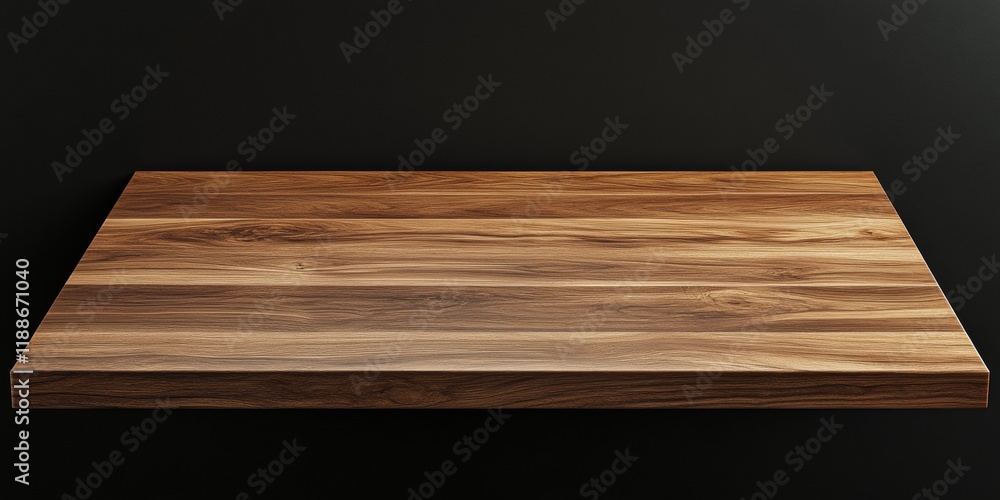 Poster 3d rendering of a wooden table top with visible natural grain and smooth finish, ideal for design pl