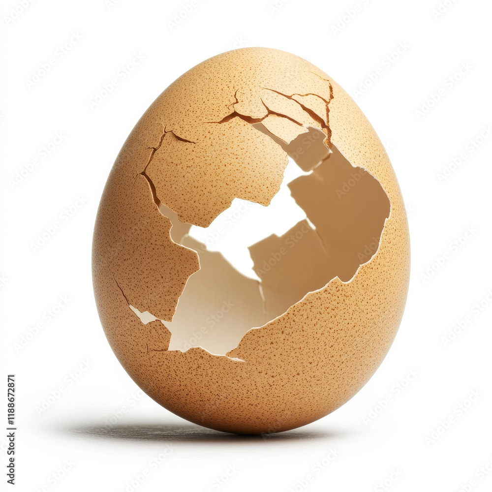 Poster cracked egg shell fragment showcasing intricate textures and patterns, symbolizing new beginnings an