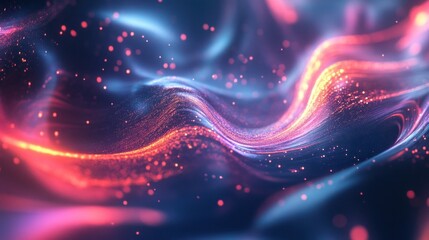 Obraz premium Abstract glowing wave with particles.