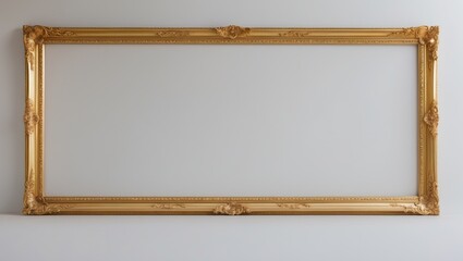 Luxurious intricate gold frame on white background