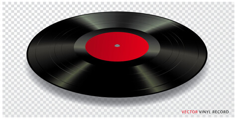 LP vinyl with red label, vector mockup