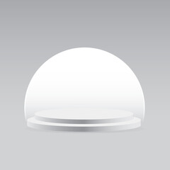 Pedestal of Platform display with modern stand podium on white room background. 3D rendering.