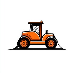 Naklejka premium Orange Tractor Grader Working on Level Ground