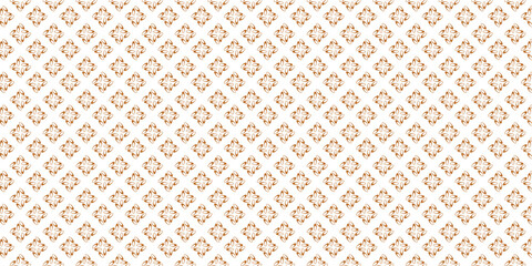 Fototapeta premium Golden vector seamless pattern with small diamond shapes, floral silhouettes. Simple texture. 