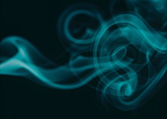 Abstract blue swirling smoke vapor against on dark background