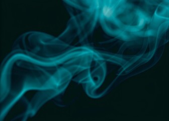 Obraz premium Abstract blue swirling smoke vapor against on dark background