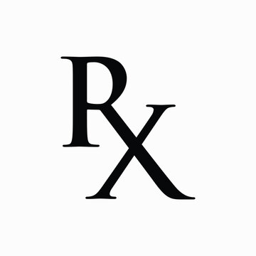 Rx prescription symbol medical health care design black color isolated on white background. Medical treatment. Rx icon. Health care. Medical insurance. Vector
