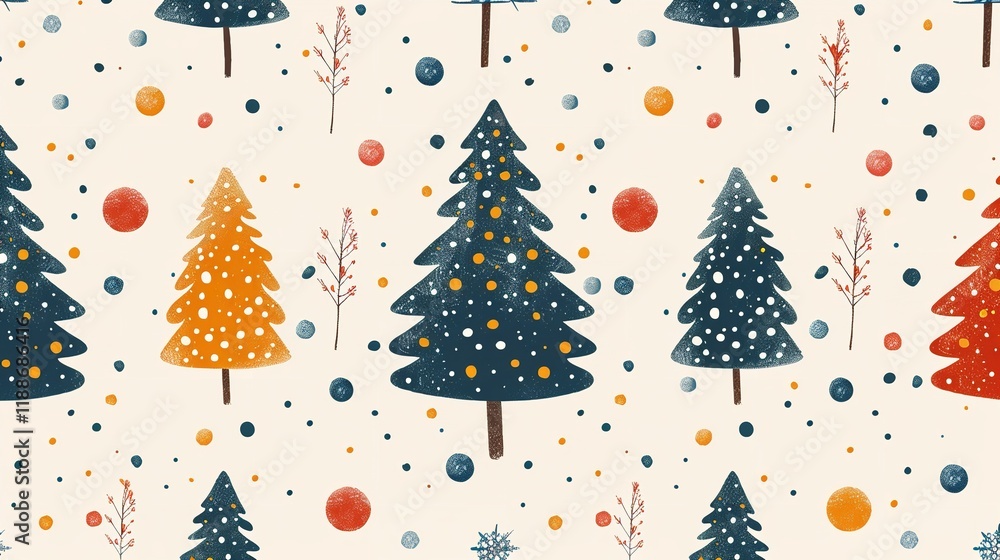 Poster adorable little fir tree with flawless design of dots on a pale background created by hand at an ext