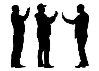 Woman and man with a photo camera on white background