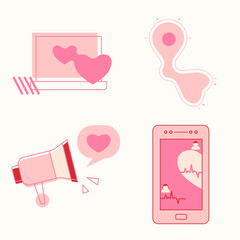 valentine flat fill line icon set Gifts for Valentine day