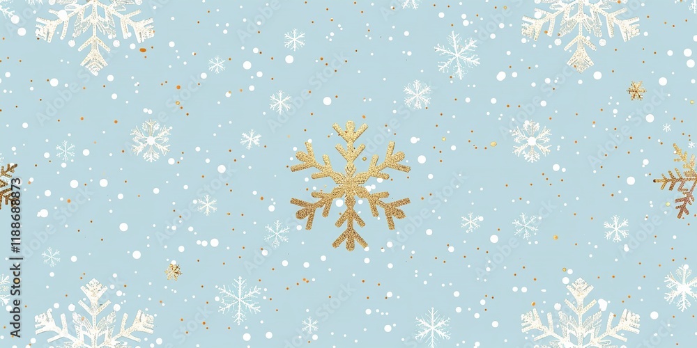 Fototapete golden snowflakes are shown in close-up on a sky blue background that is studio-clean, with enough o