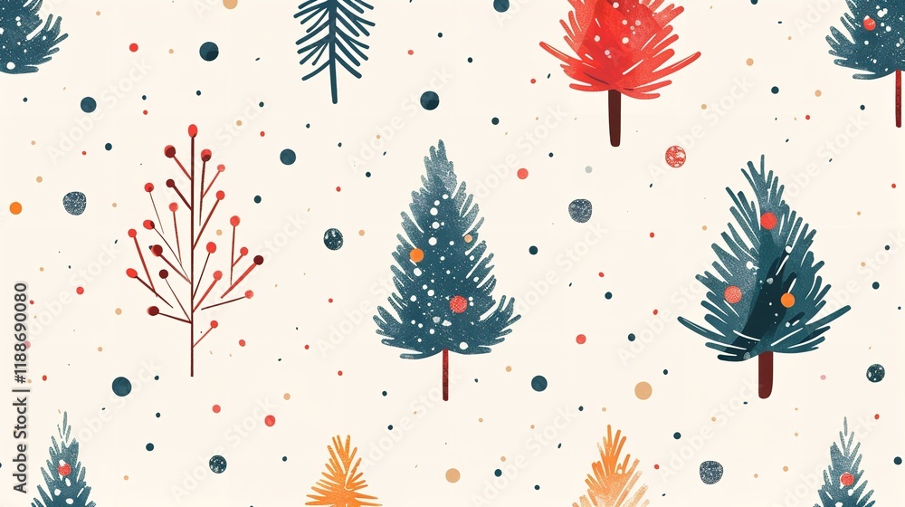 Poster adorable little fir tree with flawless design of dots on a pale background created by hand at an ext