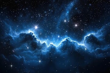 Celestial Dreamscape: A Deep Blue Night Sky Adorned with Twinkling Stars, Perfect for Backgrounds, Websites, and Design 