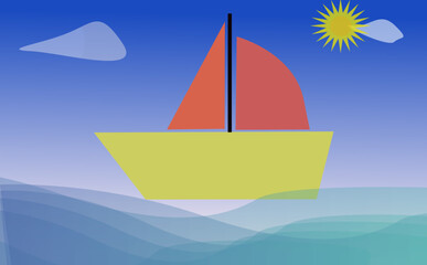 Design of a sailing ship in the middle of the sea