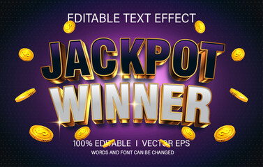 jackpot winner 3d vector text effect with modern style design