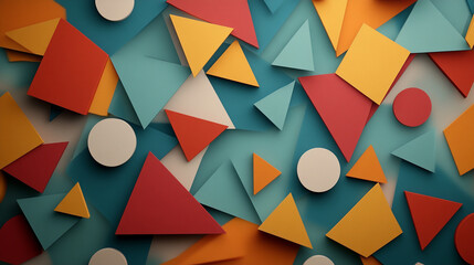 Colorful geometric shapes create vibrant background design