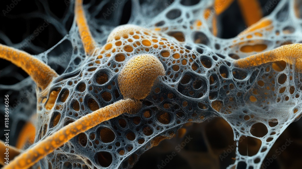 Poster abstract microscopic view of intricate cell structures and patterns