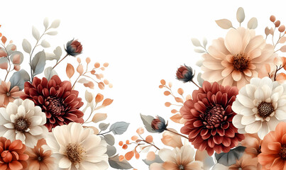 Autumn floral arrangement, wedding invite design