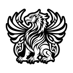 A glyph style icon of heraldic griffin